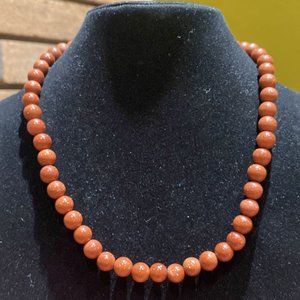 8MM Gold Sunstone (Goldstone) Bead Stretchy Cord Necklace/Bracelet/Anklet